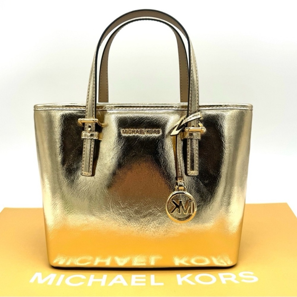 Michael Kors XS Jet Set Travel Top Zip Tote Bag Pale Gold